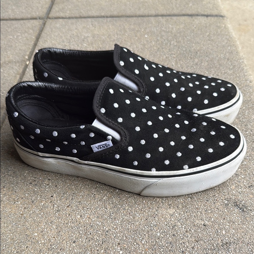 Vans Black and White Polka Dot Slip-Ons